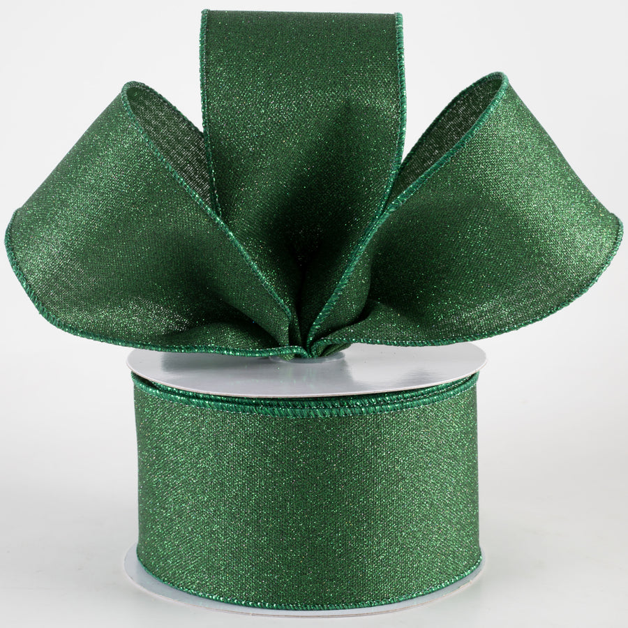 2.5" Fine Glitter on Royal Ribbon: Black & Emerald Green (10 Yards)
