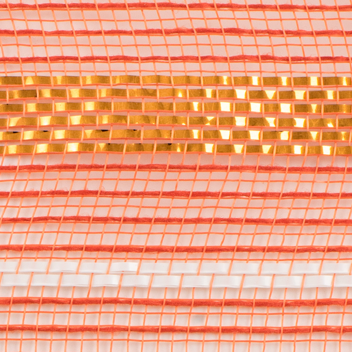 10" Poly Faux Jute Metallic Mesh: Orange & White
