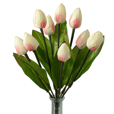 13" Tulip Bush: Cream & Pink (9 Stem)