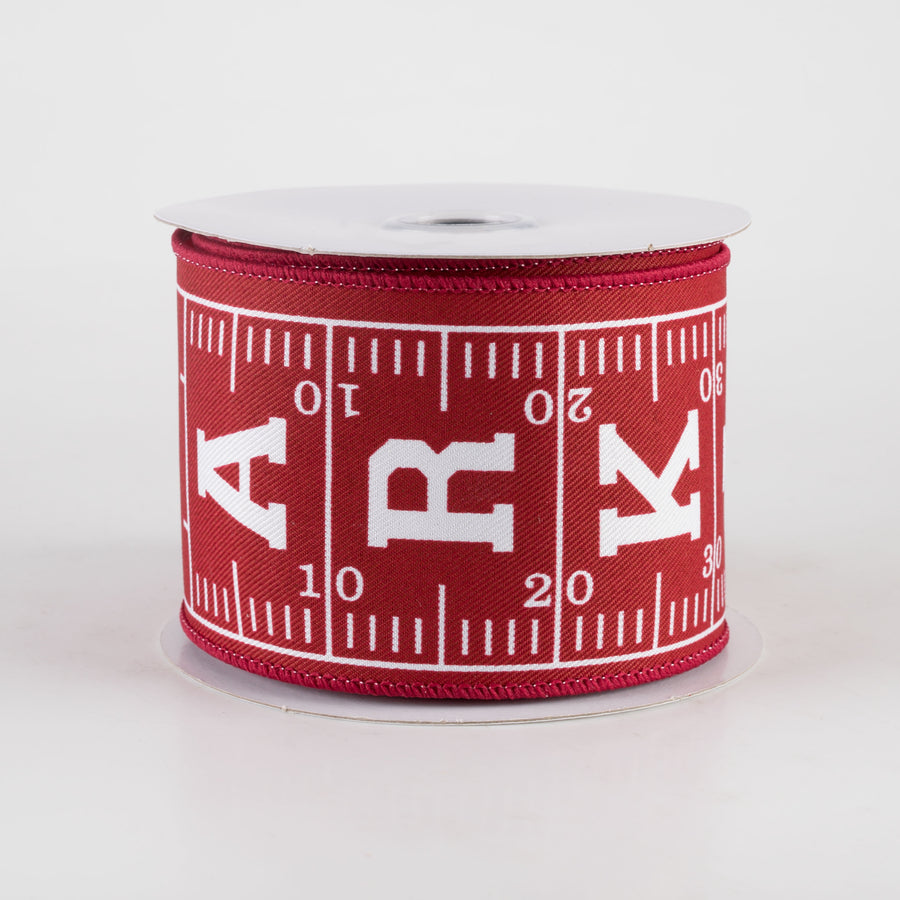 2.5" Arkansas Football Field Ribbon: Cardinal Red & White (10 Yards)