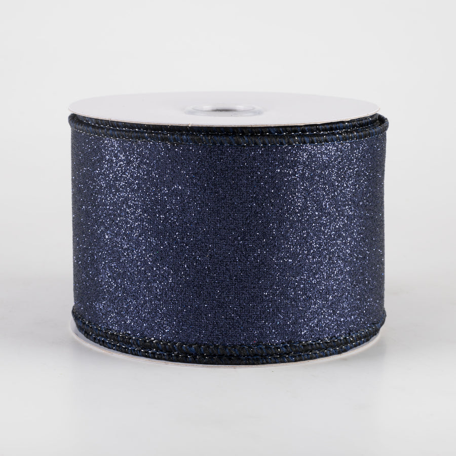 2.5" Shimmer Glitter Ribbon: Navy Blue (10 Yards)