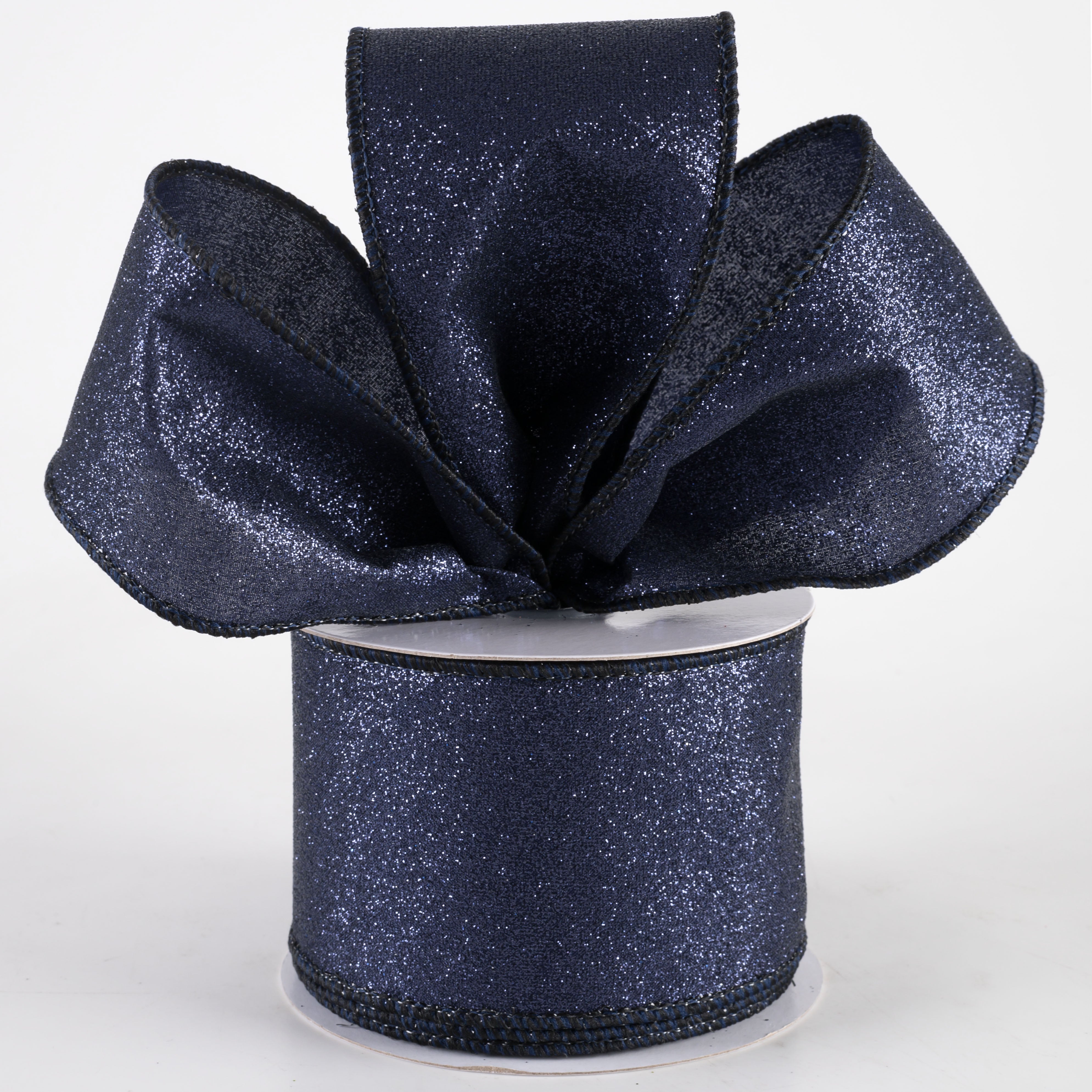 2.5" Shimmer Glitter Ribbon: Navy Blue (10 Yards)