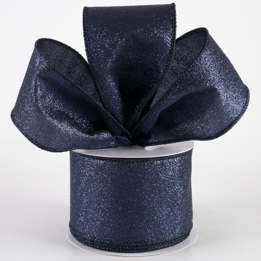 2.5" Shimmer Glitter Ribbon: Navy Blue (10 Yards)