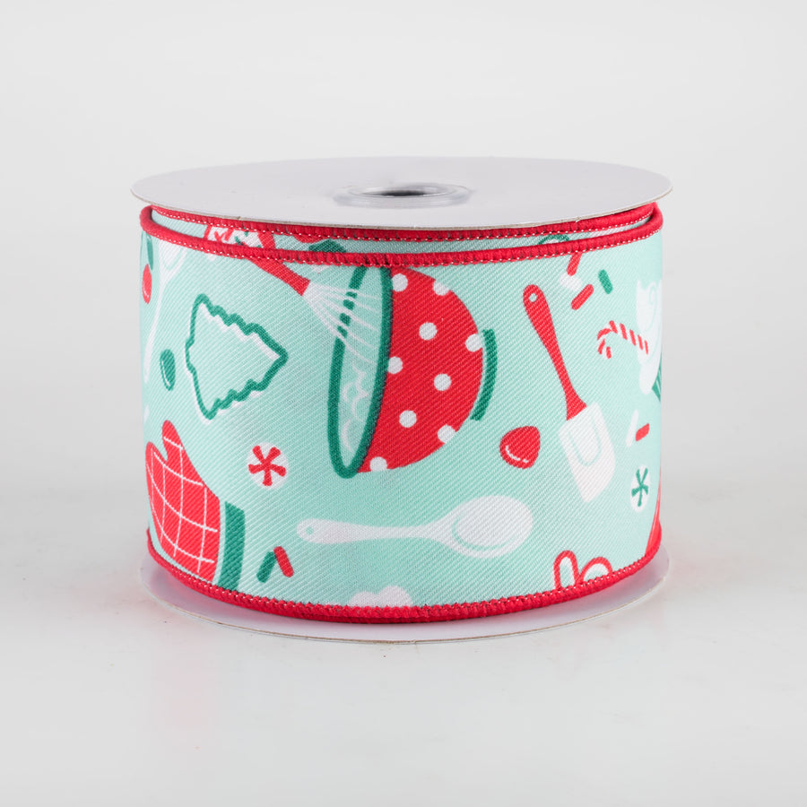 2.5" Holiday Baking Ribbon: Jade Mint Green (10 Yards)