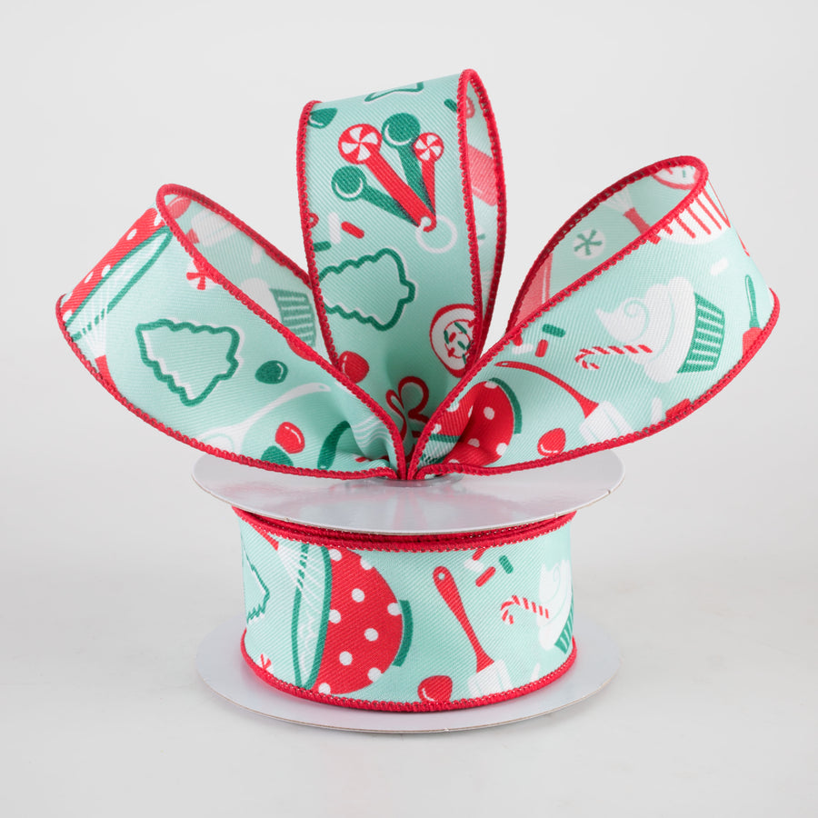 1.5" Holiday Baking Ribbon: Jade Mint Green (10 Yards)