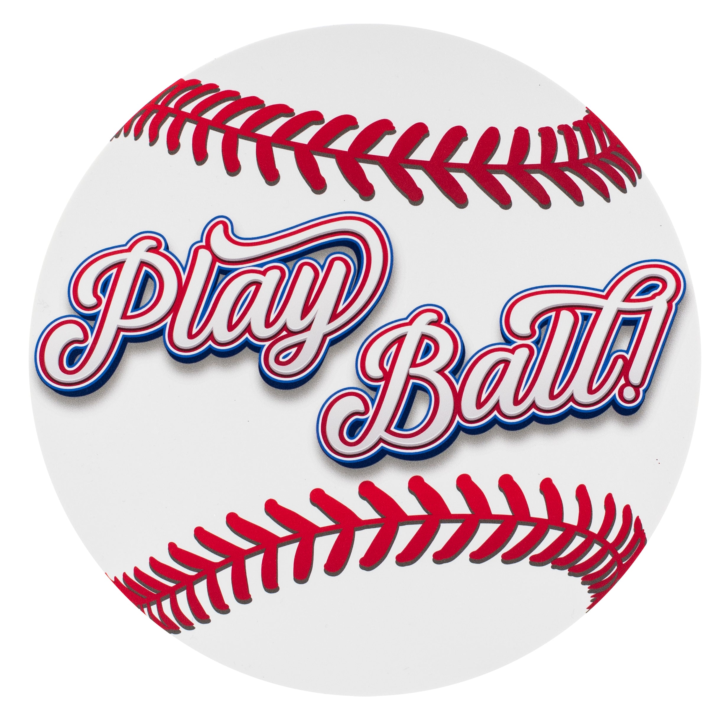 10.5" Round Waterproof Sign: Play Ball Baseball