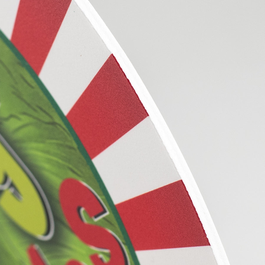 10.5" Round Waterproof Sign: Green Merry Christmas Monster