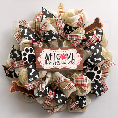 10.5" Waterproof Sign: Scalloped Hope You Like Dogs
