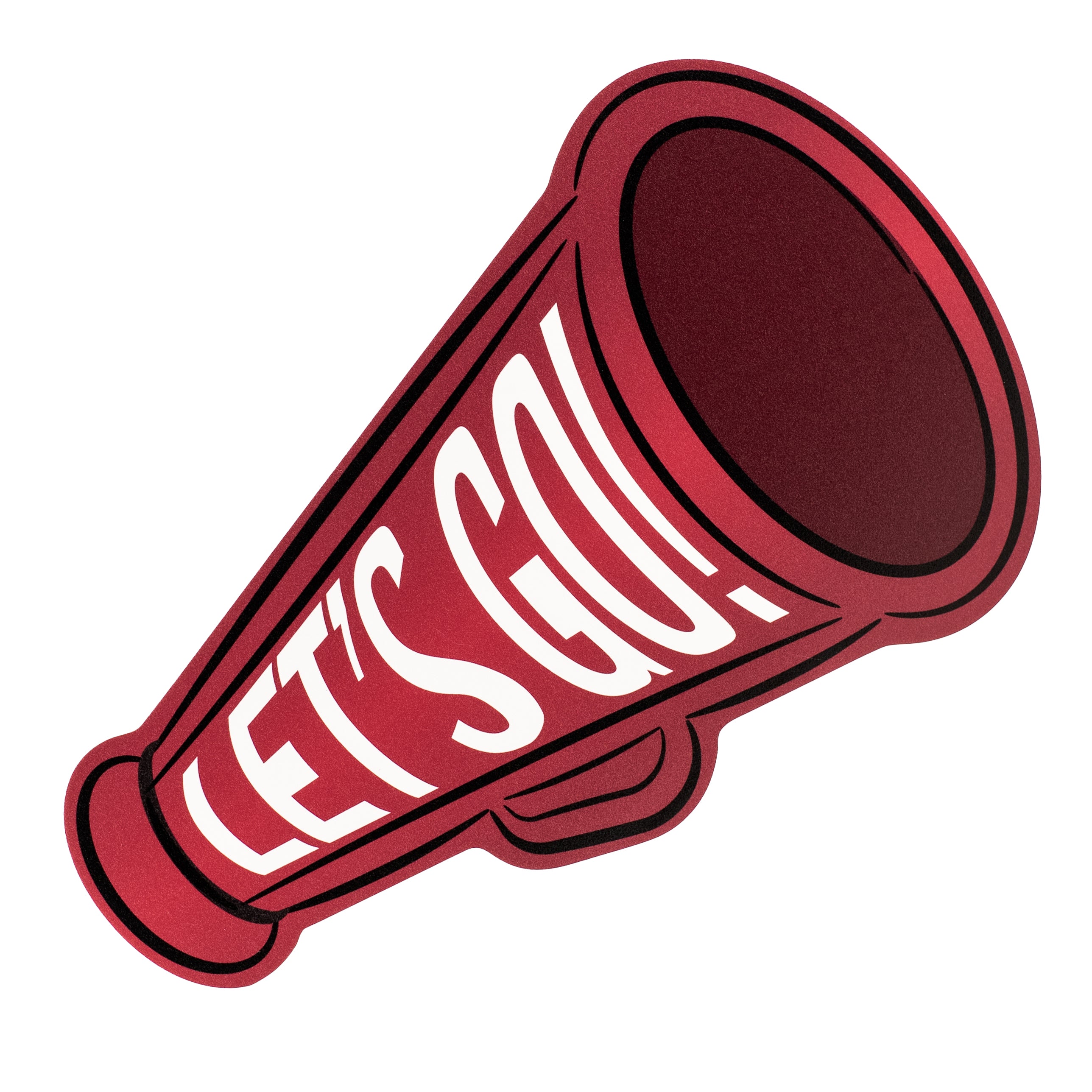 12" Waterproof Accent Sign: Doodle Cheer Megaphone Crimson Red & White