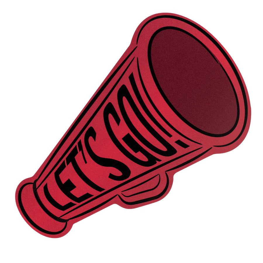 12" Waterproof Accent Sign: Doodle Cheer Megaphone Red & Black