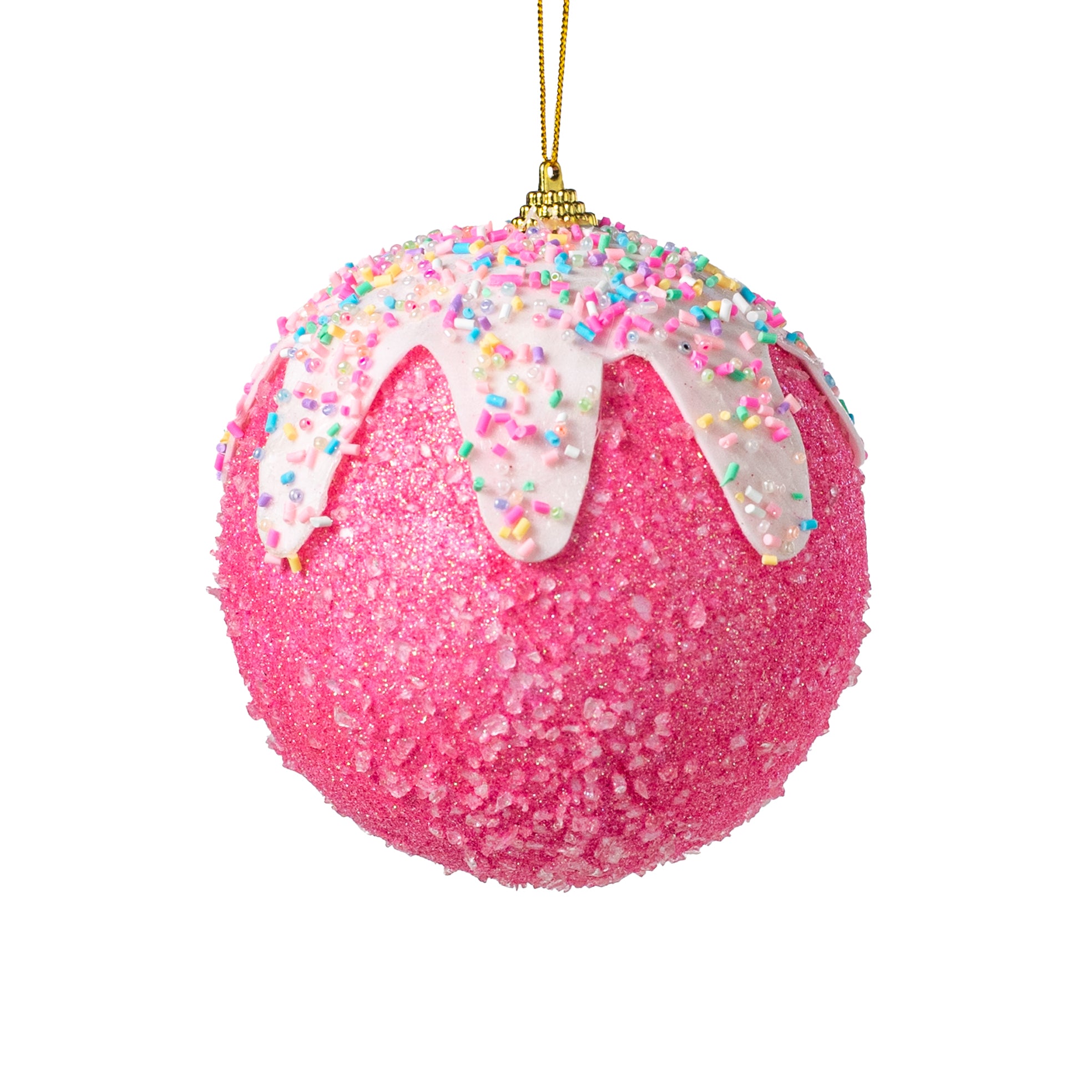 5" Sprinkles & Dipped Ball Ornament: Hot Pink
