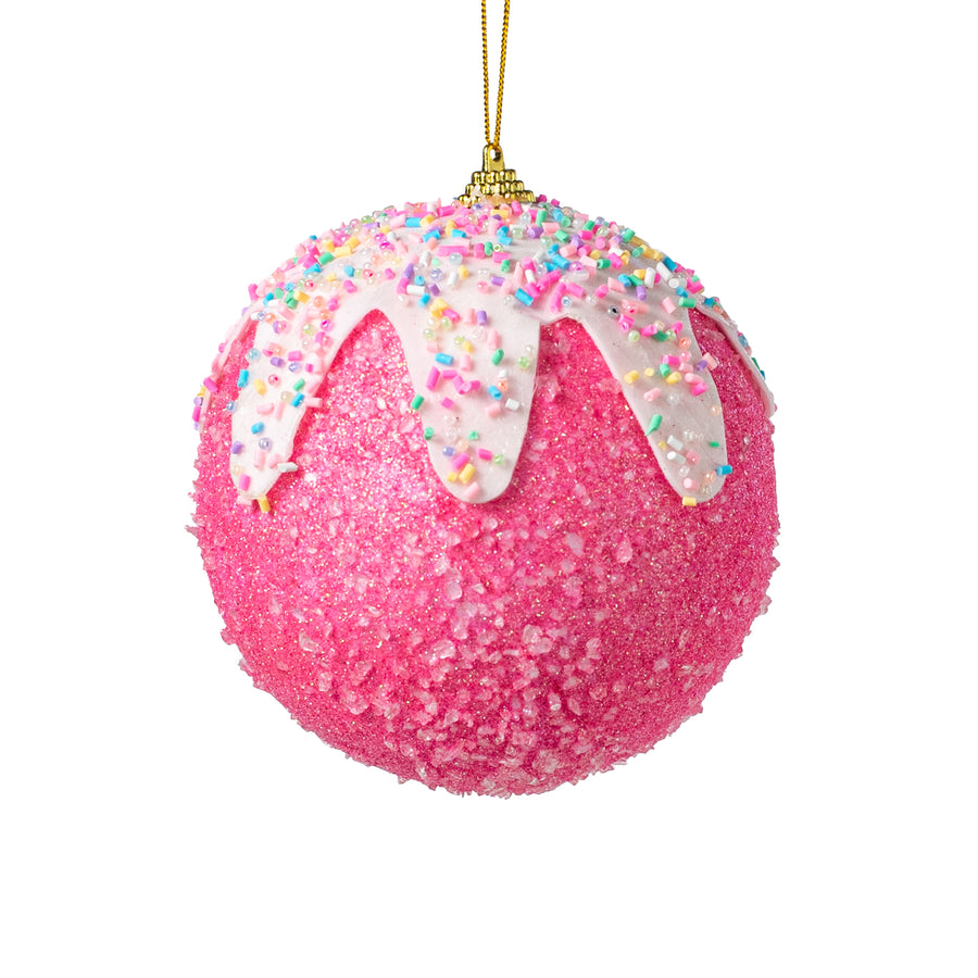 5" Sprinkles & Dipped Ball Ornament: Hot Pink
