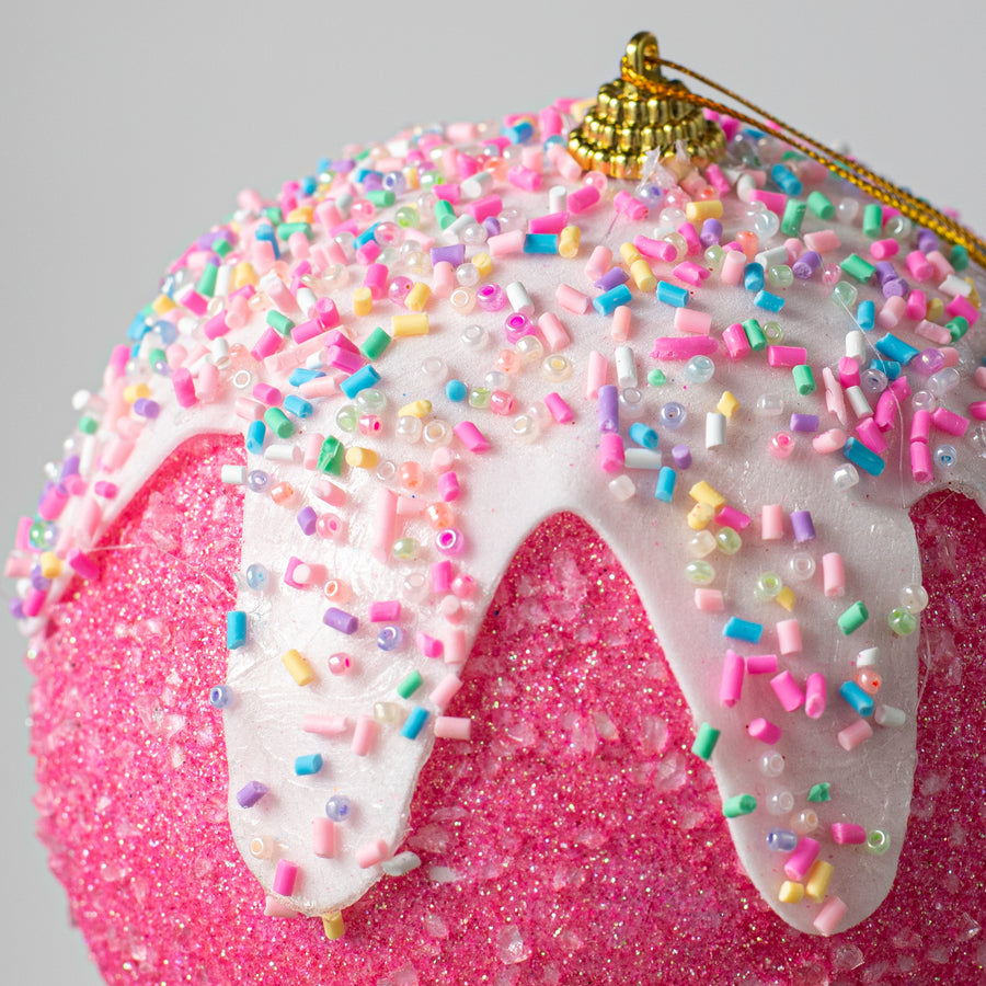 5" Sprinkles & Dipped Ball Ornament: Hot Pink