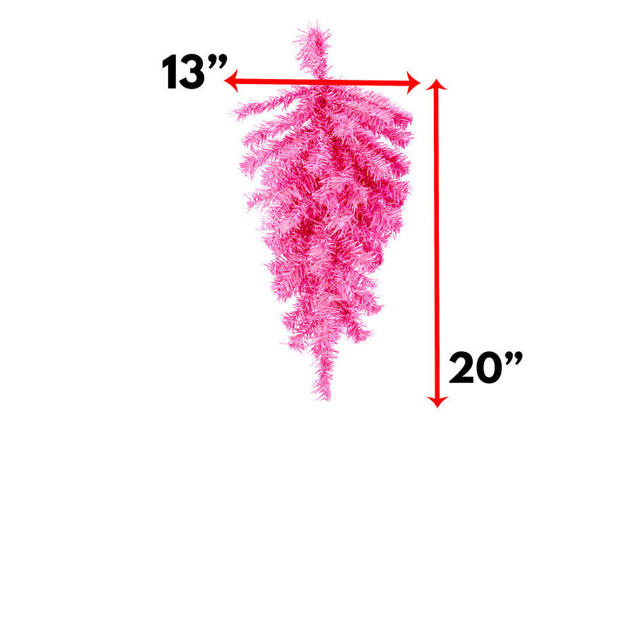 20" Pine Teardrop Swag: Pink (45 Tips)