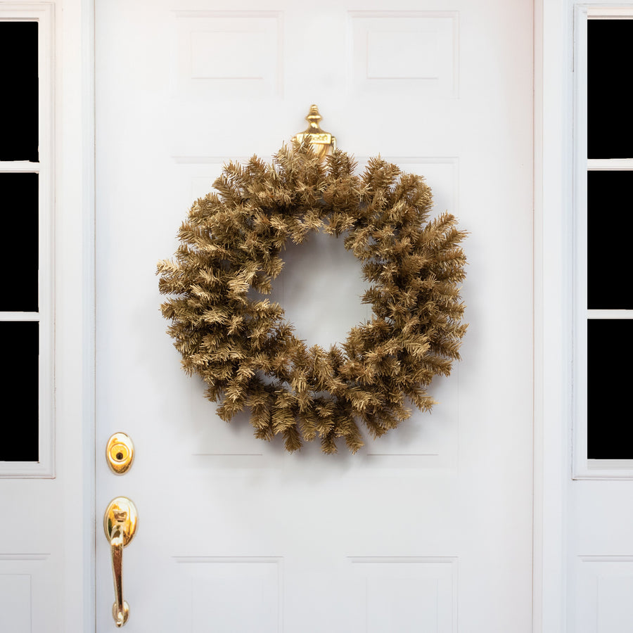 24" Pine PVC Wreath: Burlap Tan (180 Tips)