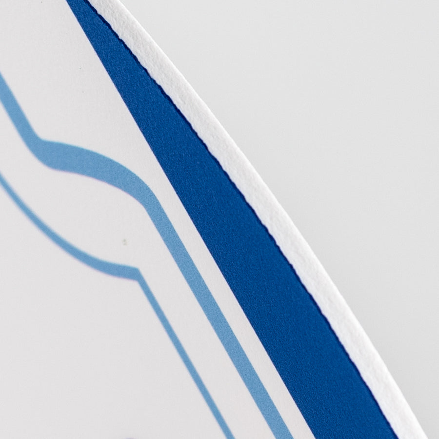 10.5" Round Waterproof Accent Sign: French Blue Scalloped Stripe Welcome
