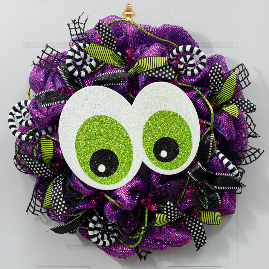 14" Glittered EVA Foam Eyeballs Hanger: Green