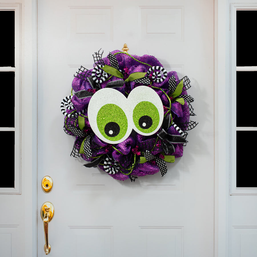 14" Glittered EVA Foam Eyeballs Hanger: Green