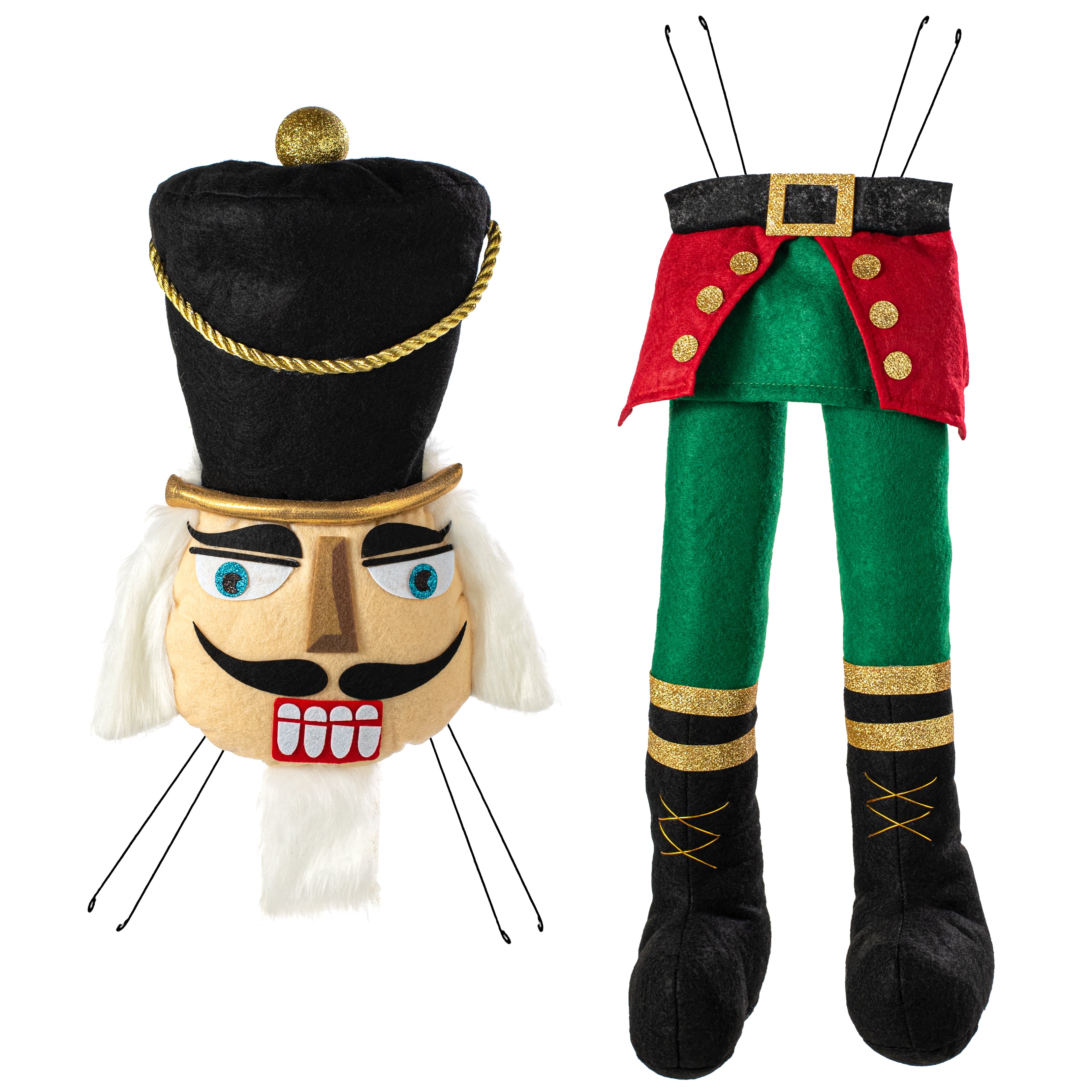 33" 2-Piece Nutcracker Wreath Accent: Black, Emerald & Red