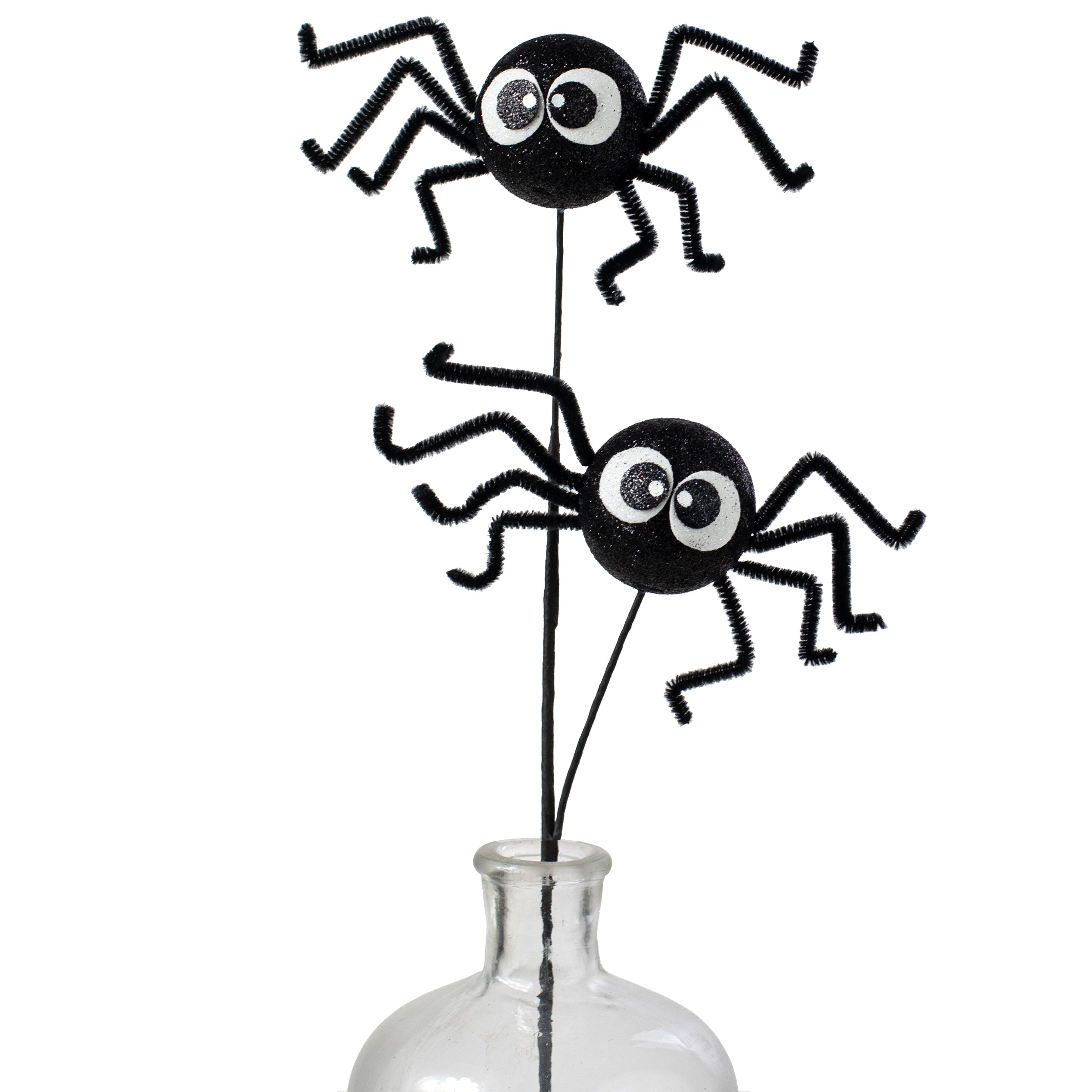 21" Glittered Fun Spider Spray: Black