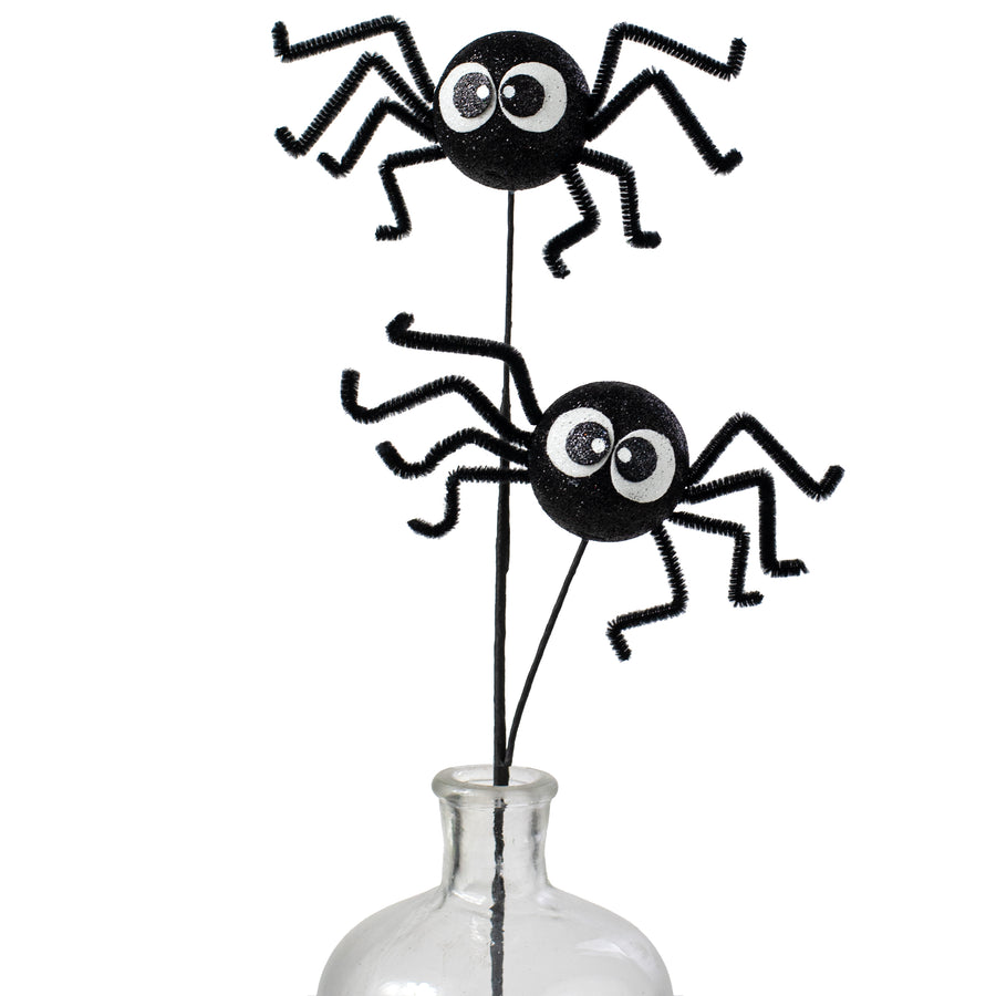 21" Glittered Fun Spider Spray: Black