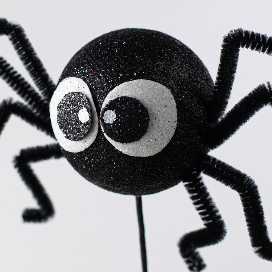 21" Glittered Fun Spider Spray: Black