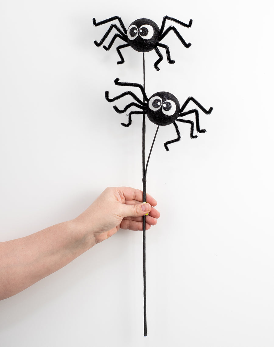 21" Glittered Fun Spider Spray: Black