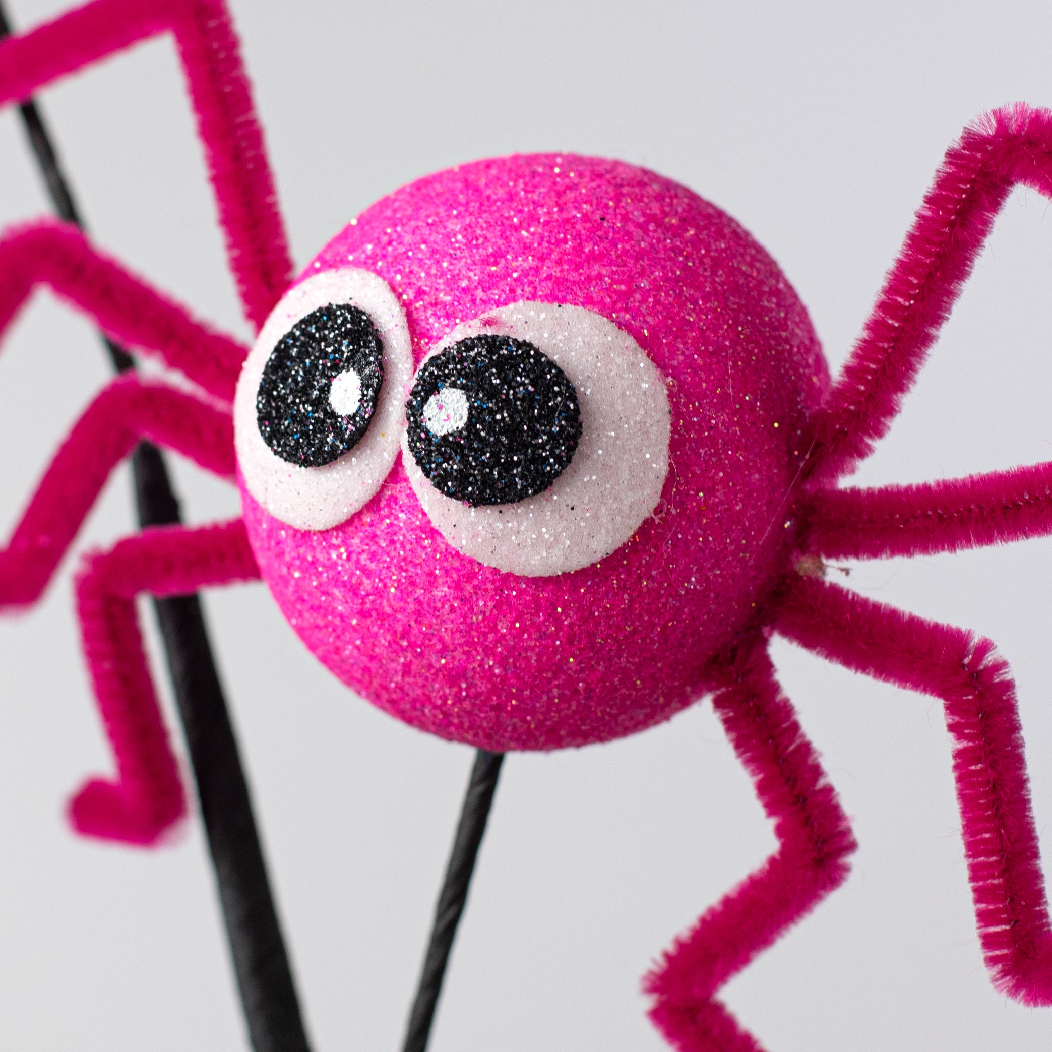 21" Glittered Fun Spider Spray: Fuchsia Pink