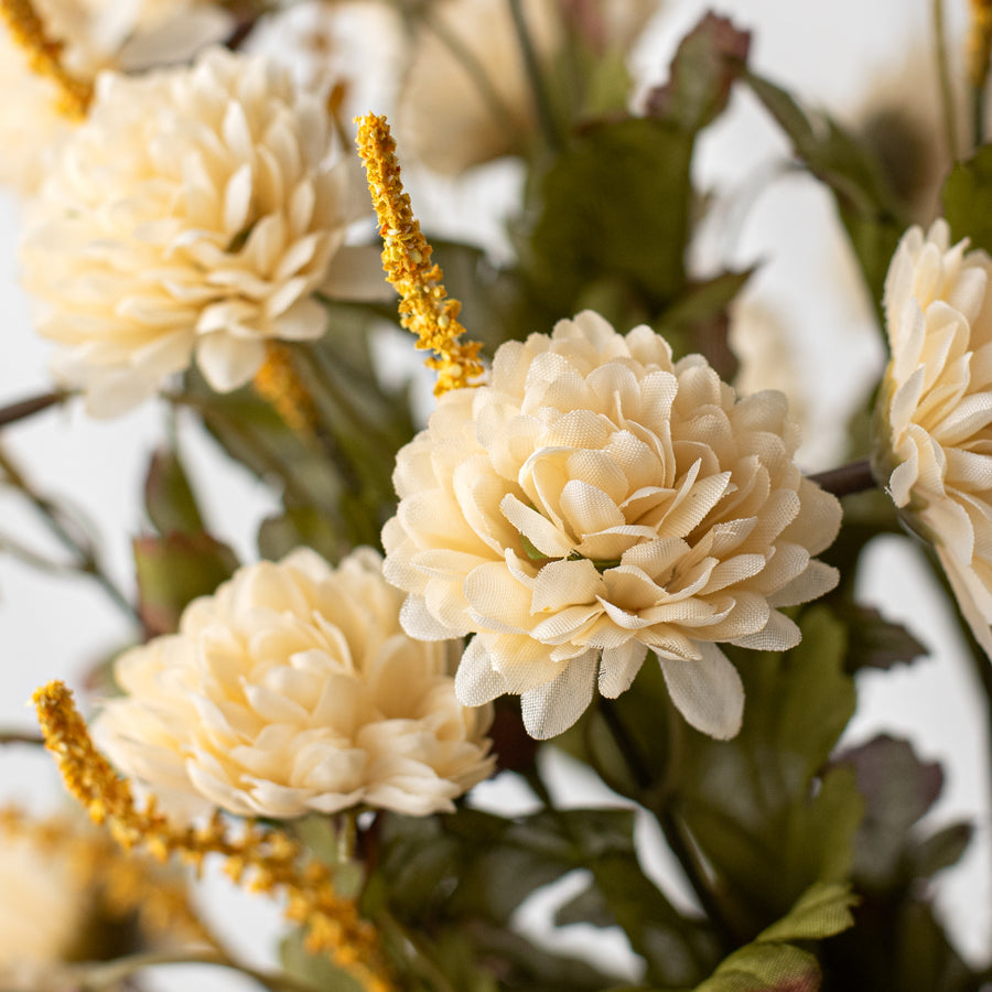 17" Pompom Mum Bush: Beige (12 Stem)