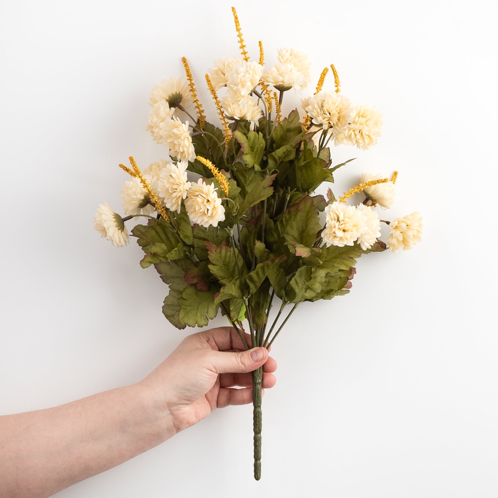 17" Pompom Mum Bush: Beige (12 Stem)