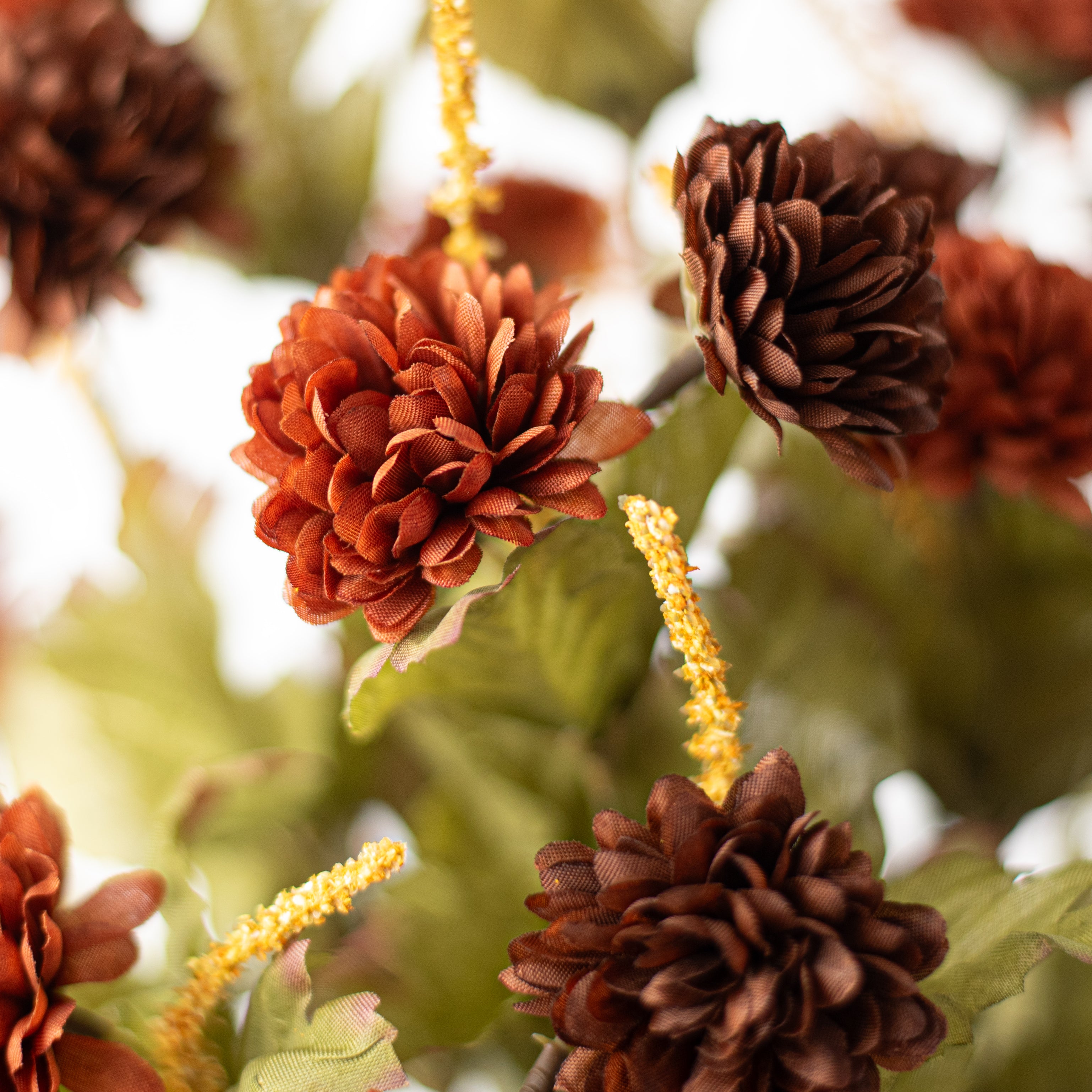 17" Pompom Mum Bush: Brown (12 Stem)