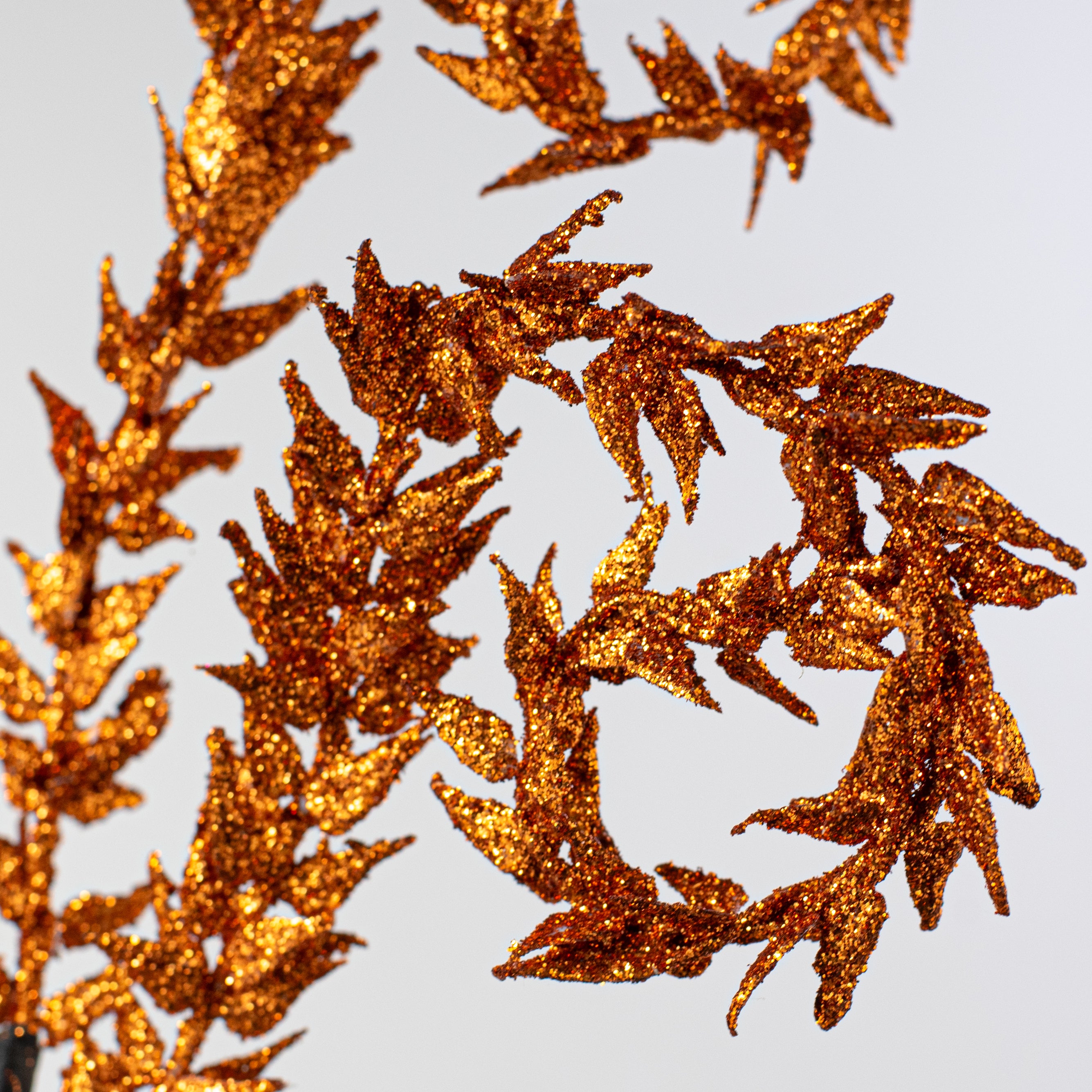 30" Glittered Leaves Curly Spray: Orange