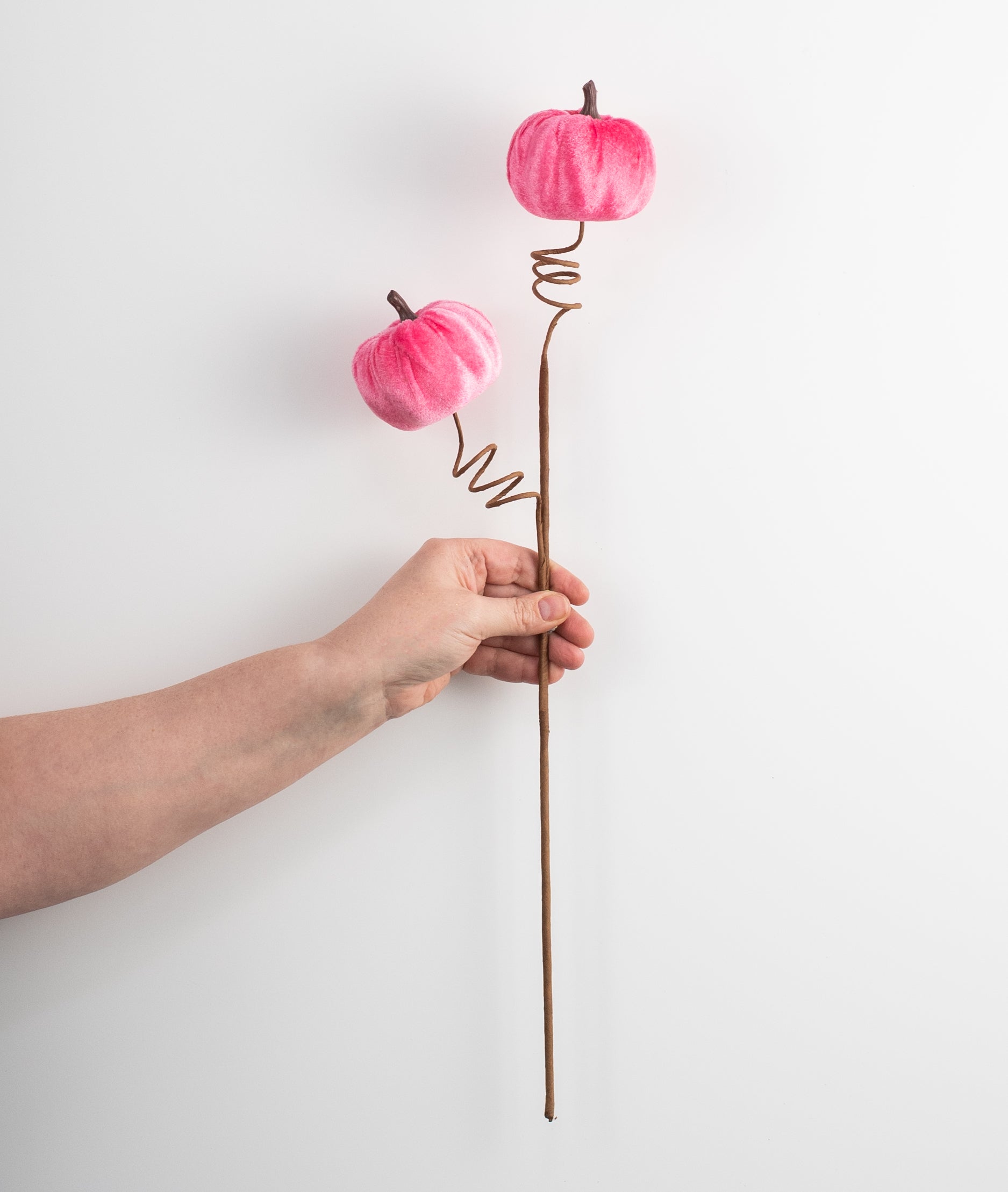 22" Velvet Pumpkins Spray: Fuchsia Pink