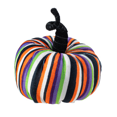 6" Fabric Stripe Halloween Pumpkin Decor