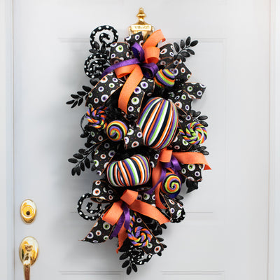 6" Fabric Stripe Halloween Pumpkin Decor
