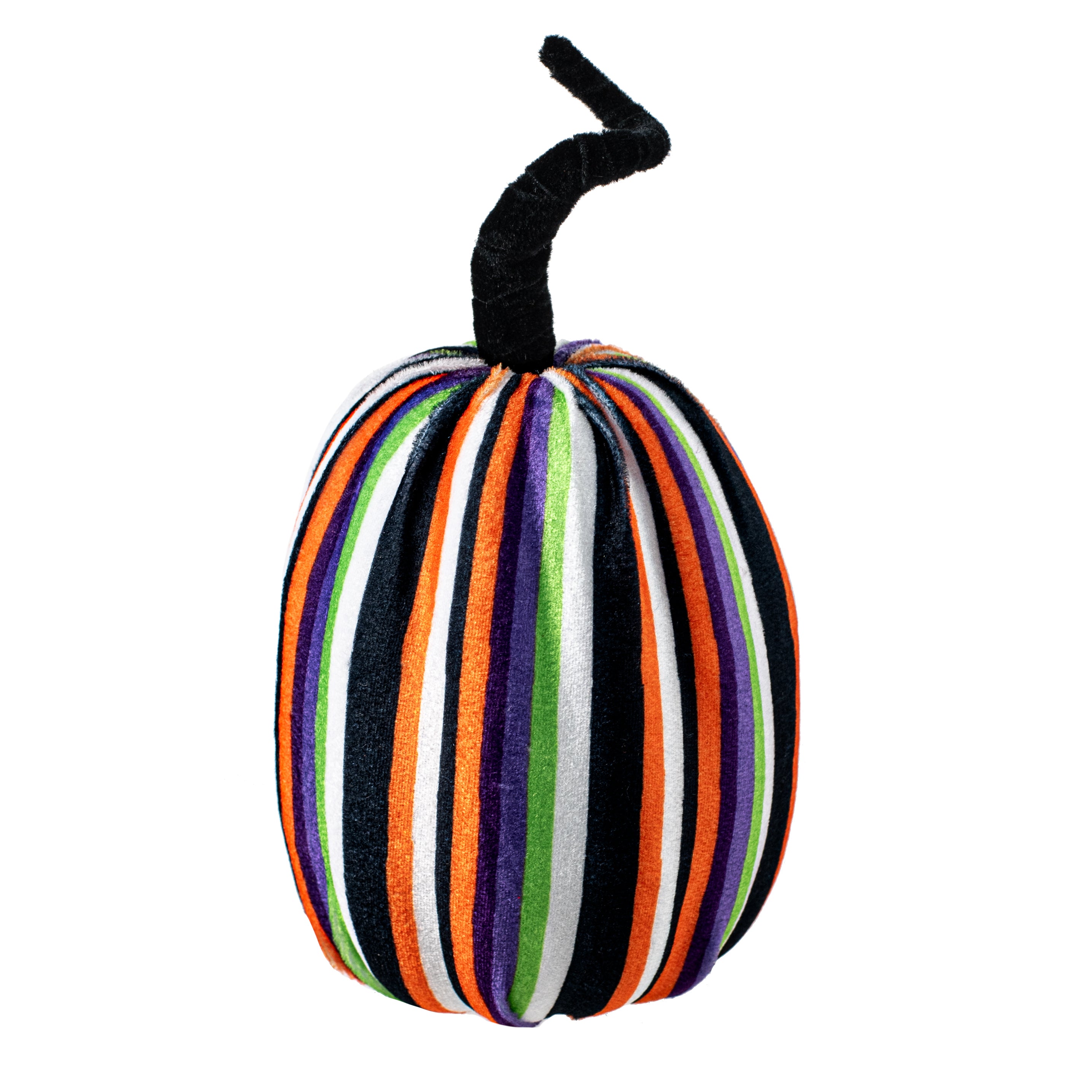 8" Tall Fabric Stripe Halloween Pumpkin Decor