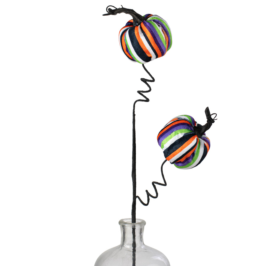 26" Fabric Stripe Halloween Pumpkins Spray
