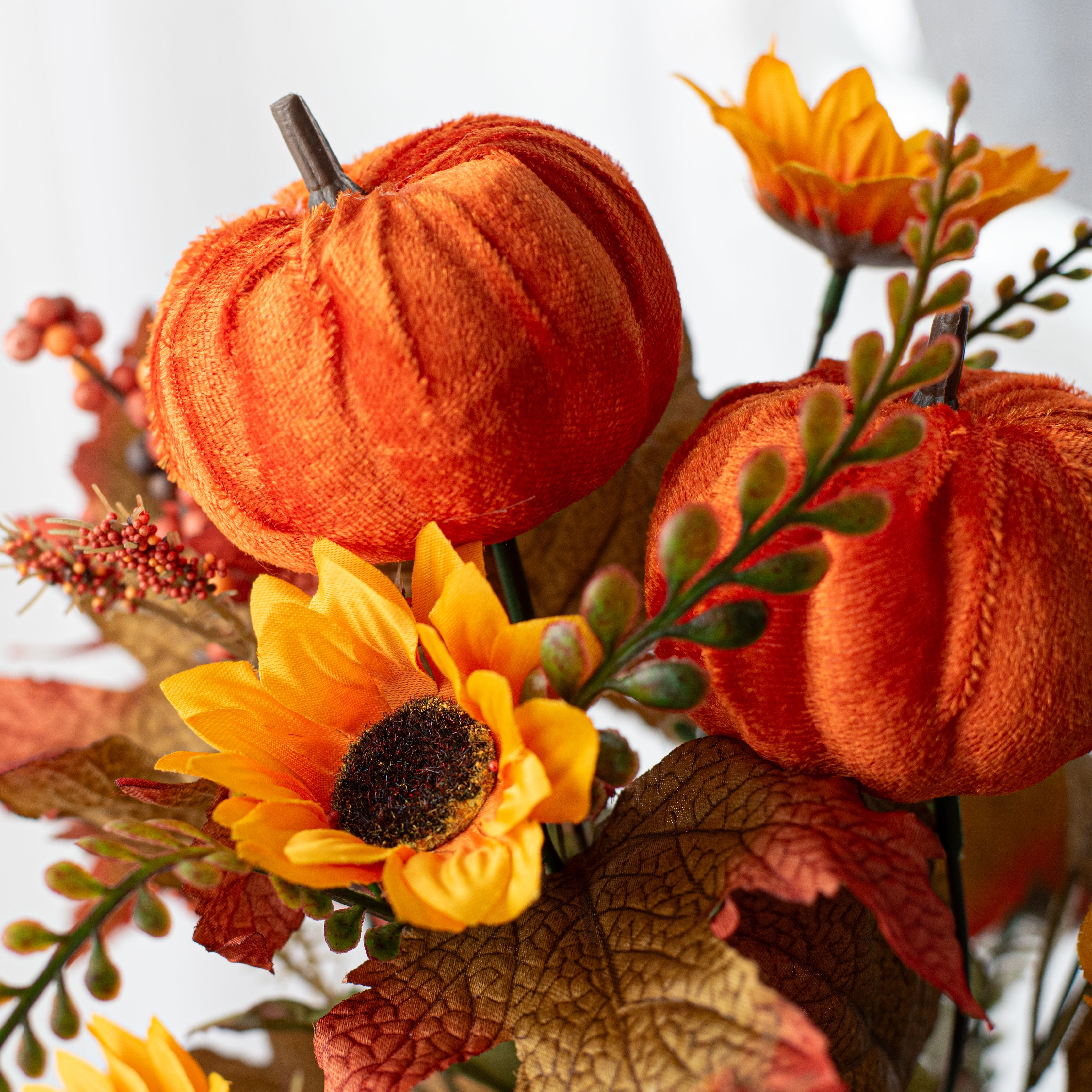 17" Pumpkin, Sunflower & Berry Bush: Fall Hues (12 Stem)