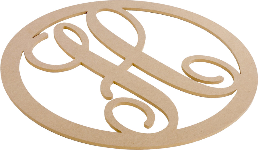 23" Script Circle Monogram Wooden Letter: H