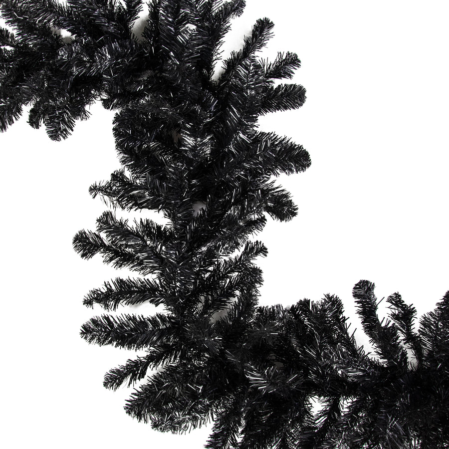 9' Pine Tinsel Garland: Black