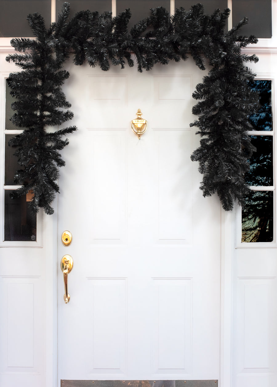 9' Pine Tinsel Garland: Black