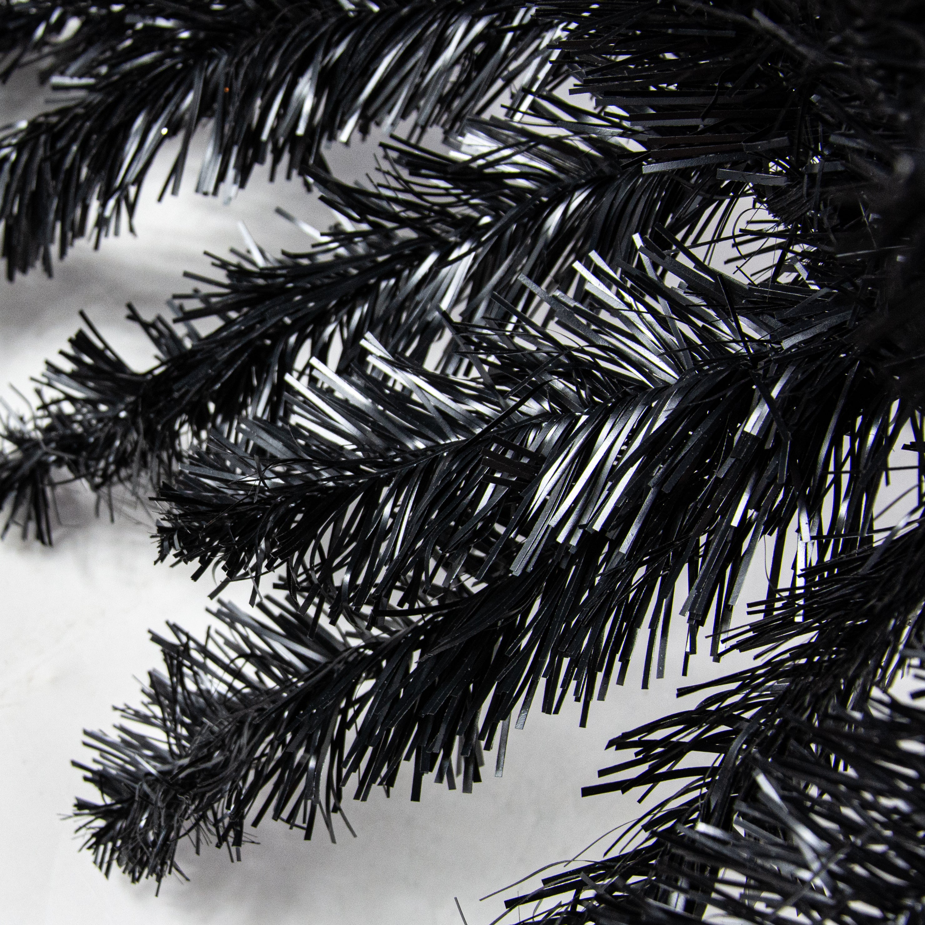 9' Pine Tinsel Garland: Black