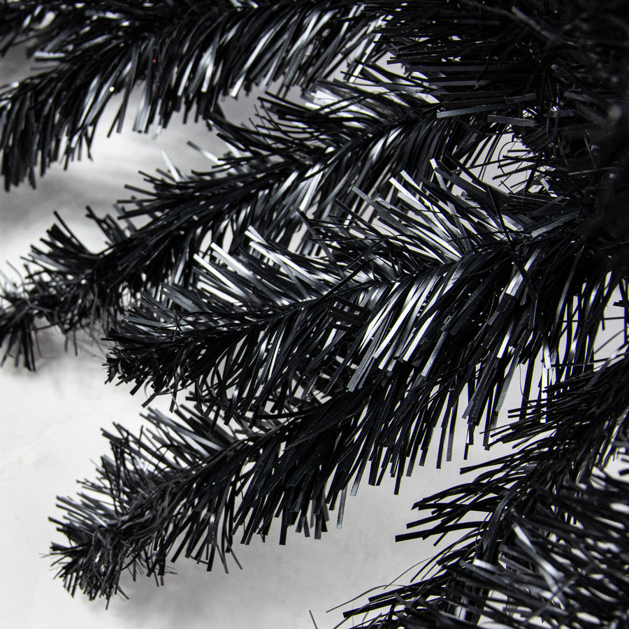 9' Pine Tinsel Garland: Black
