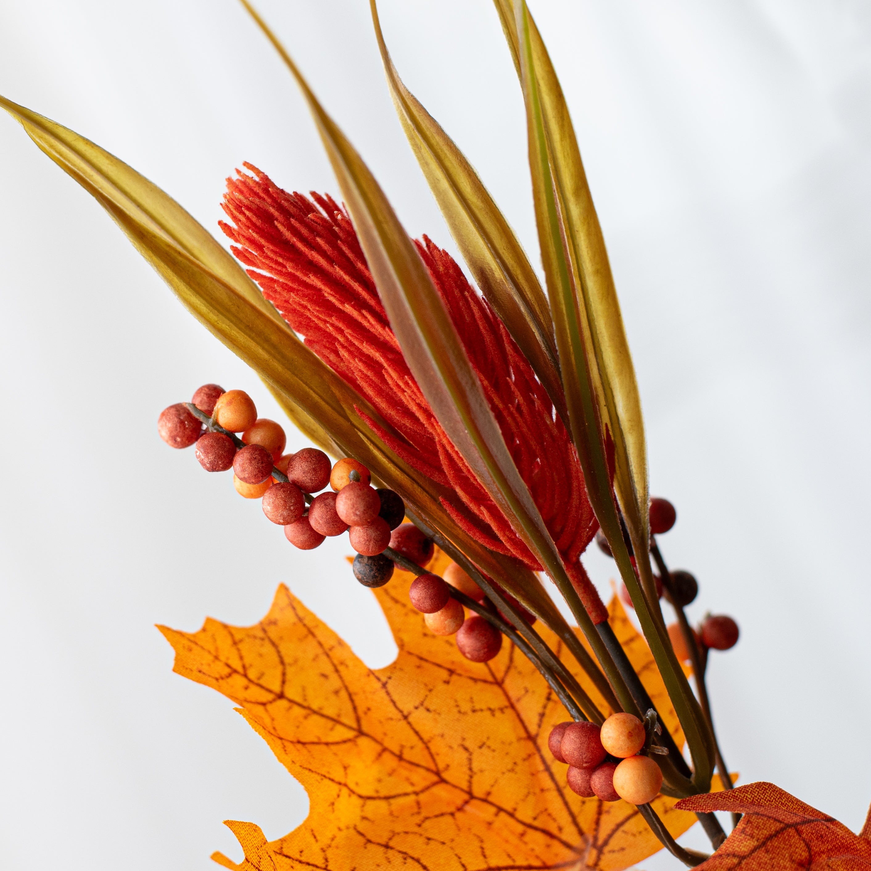 21" Sunflower & Ball Mum Filler Bush: Orange & Yellow (9 Stem)