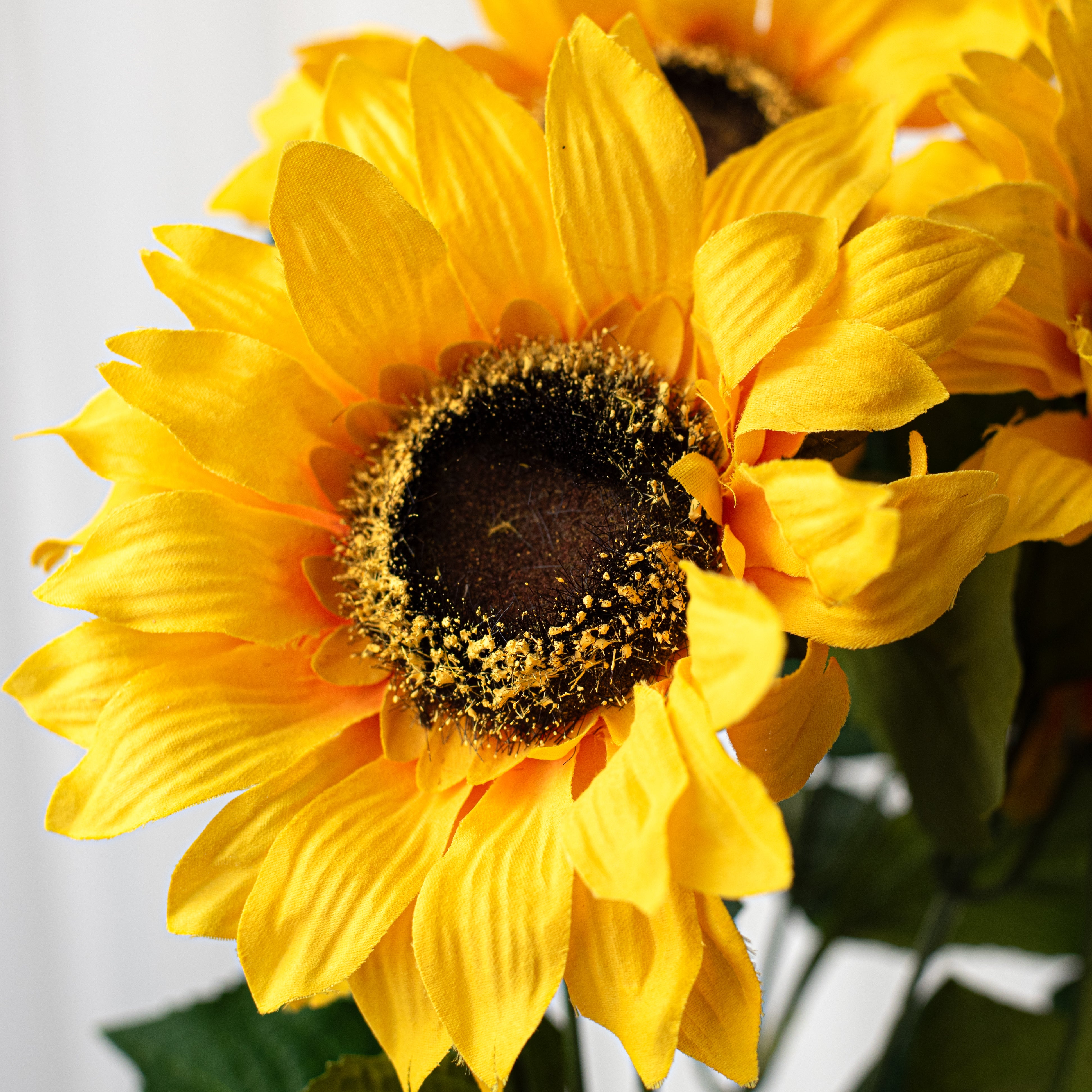 20" Fuzzy Fabric Sunflower Bush: Golden Yellow (5 Stem)