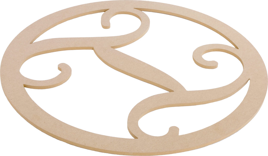 23" Script Circle Monogram Wooden Letter: I