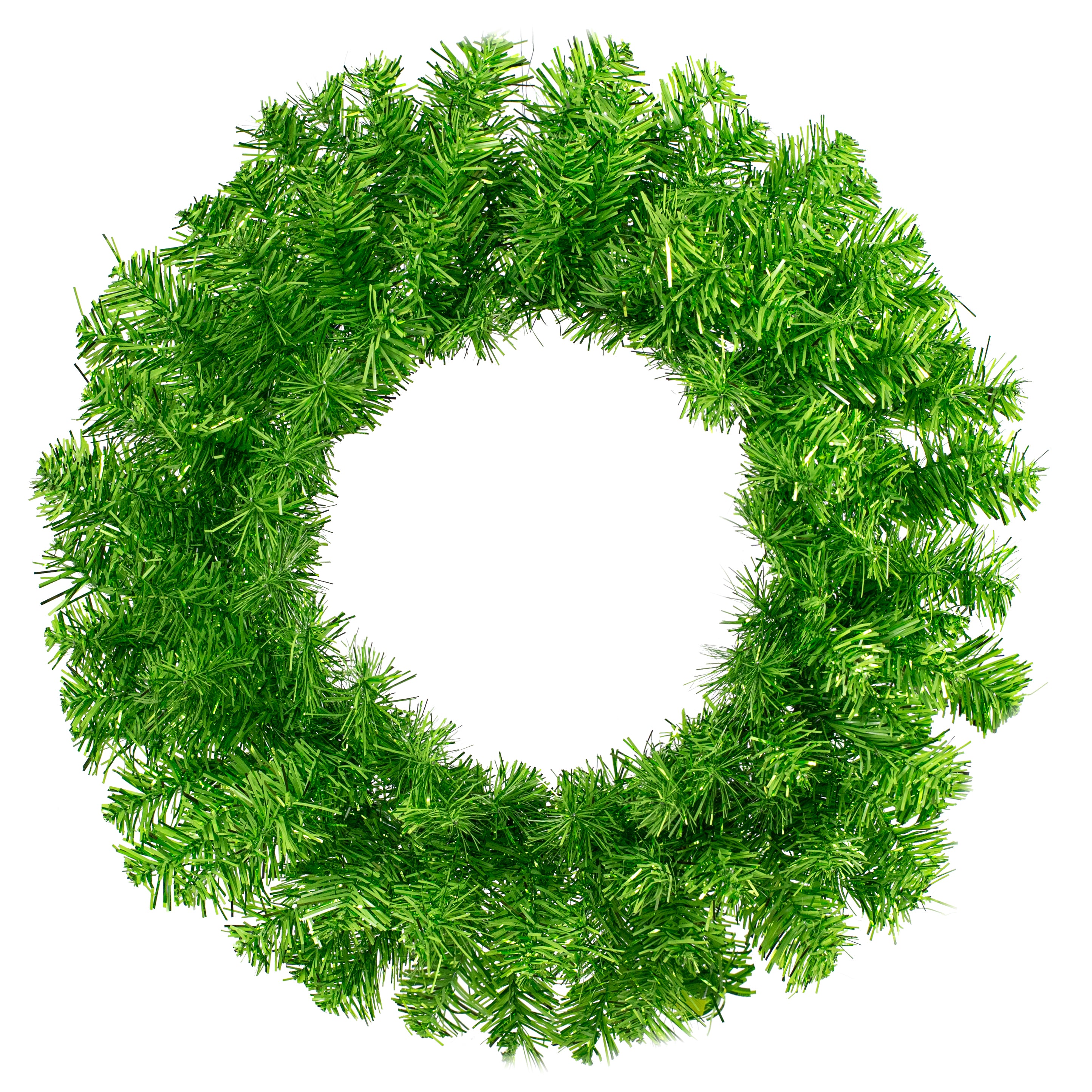 24" Pine Tinsel Wreath: Metallic Green
