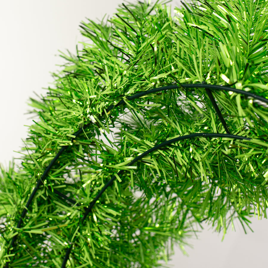 24" Pine Tinsel Wreath: Metallic Green