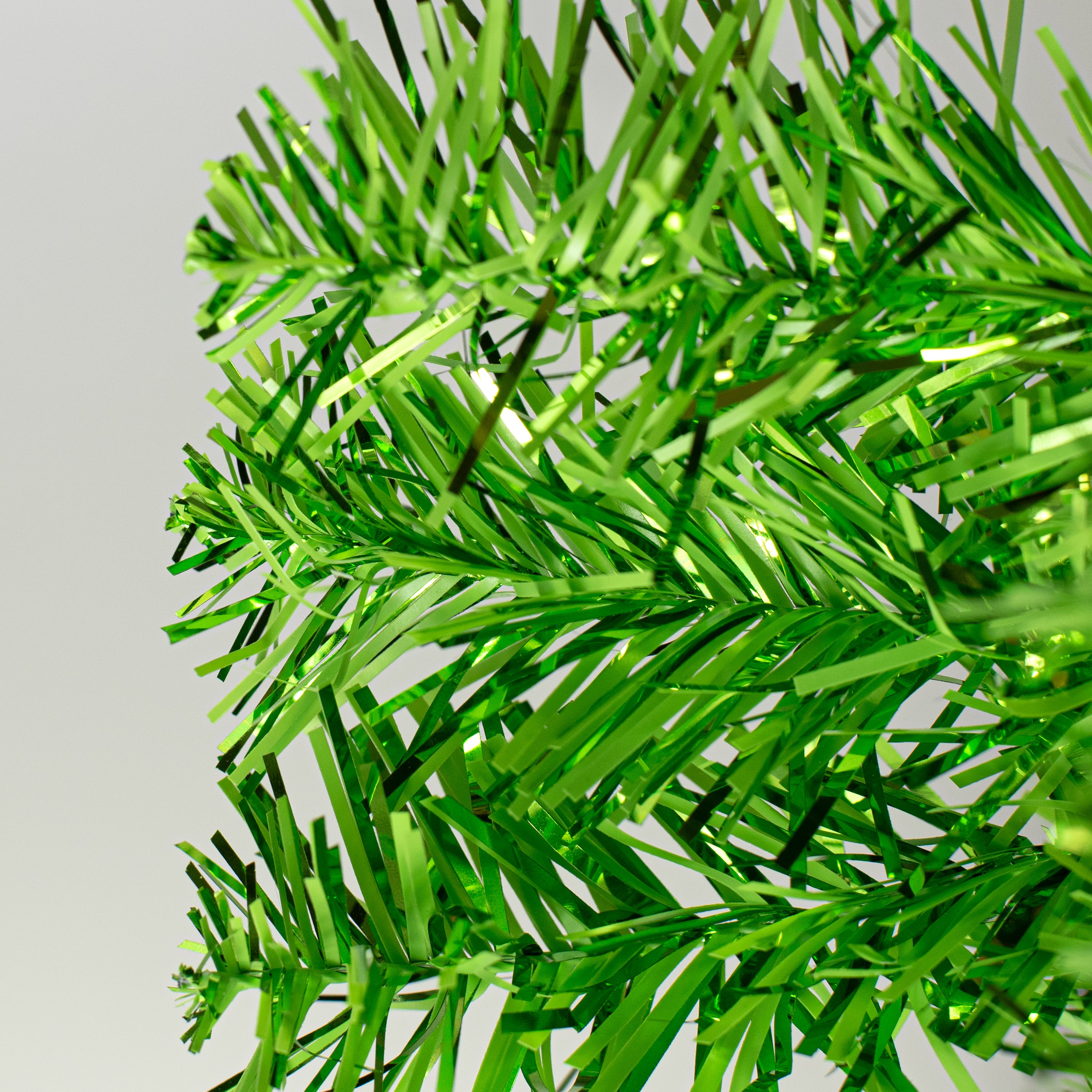 24" Pine Tinsel Wreath: Metallic Green
