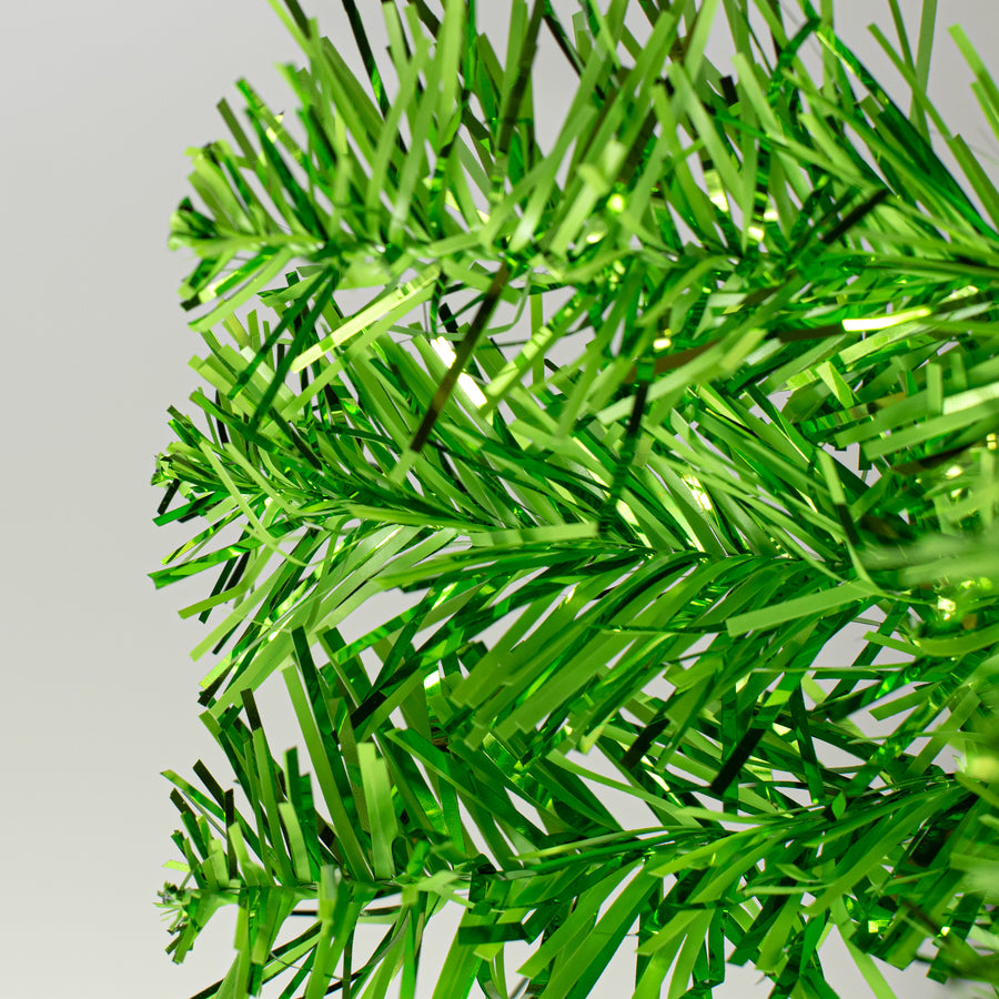 24" Pine Tinsel Wreath: Metallic Green